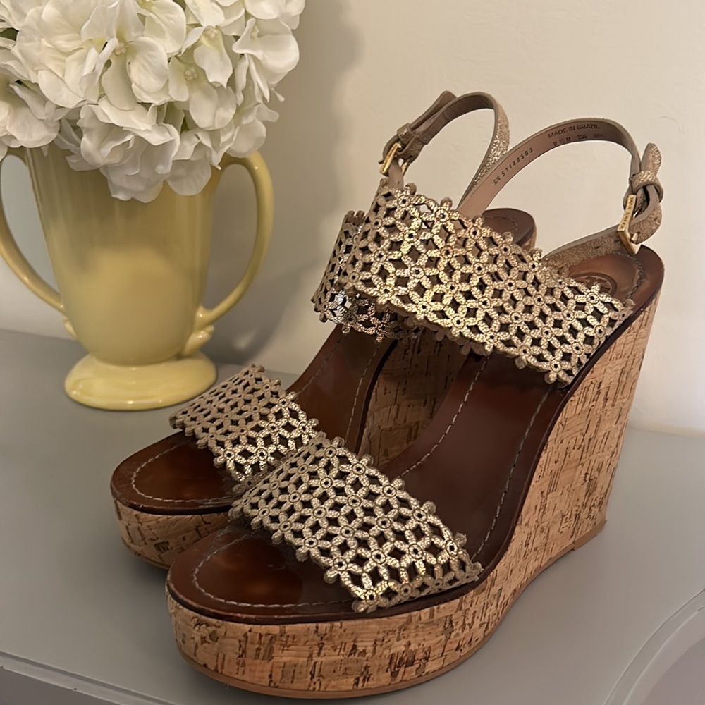 Tory Burch Gold Wedges